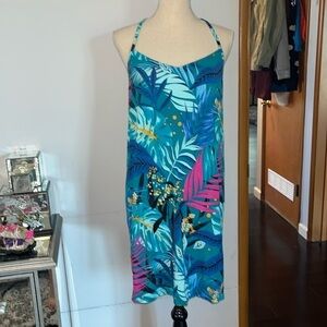 Soma Cool Nights Lace Racerback Sleep Cami, JOYOUS JUNGLE GEODE TEAL, Size Large